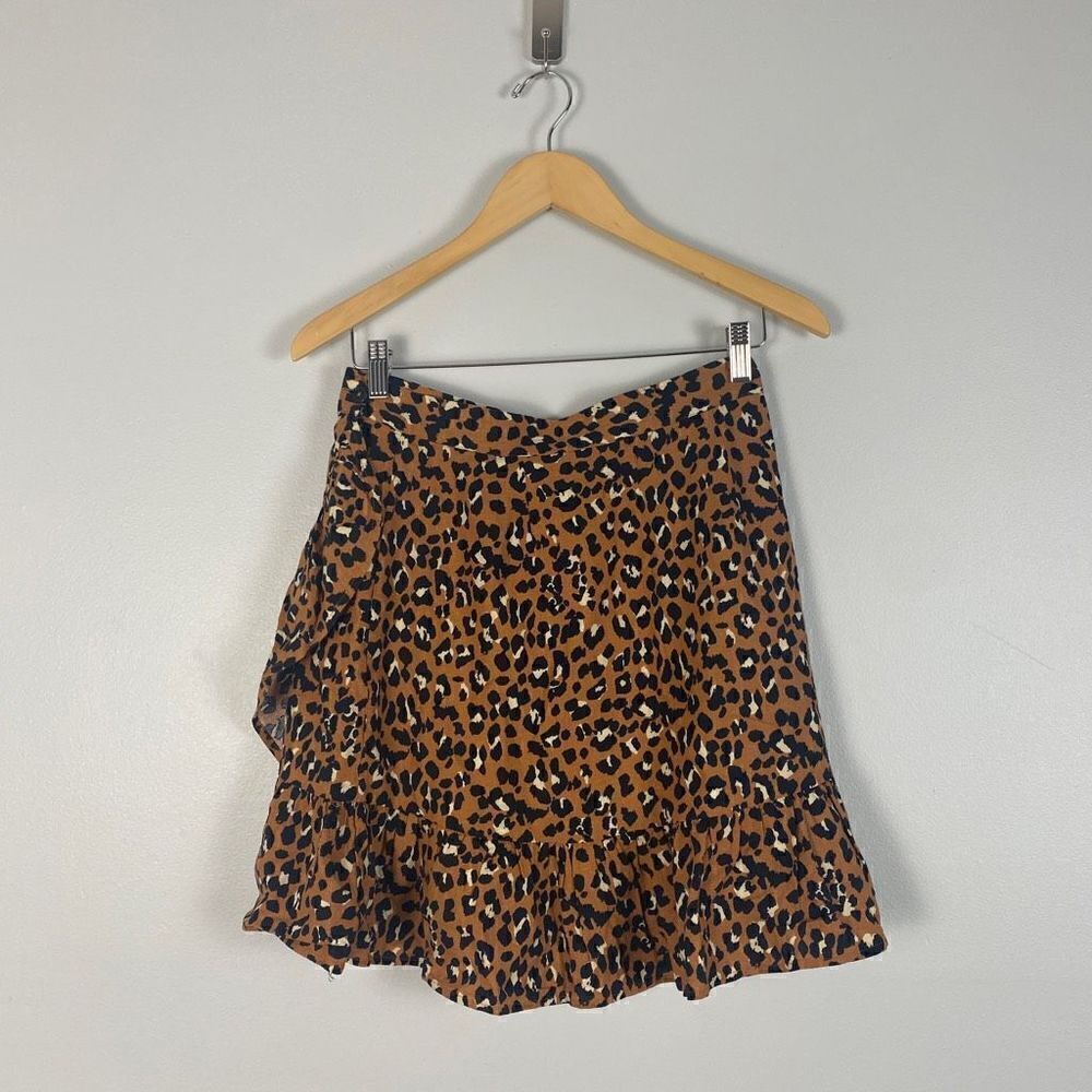 Rails Maci Linen Blend Ruffle Trim Wrap Mini Skirt - image 4